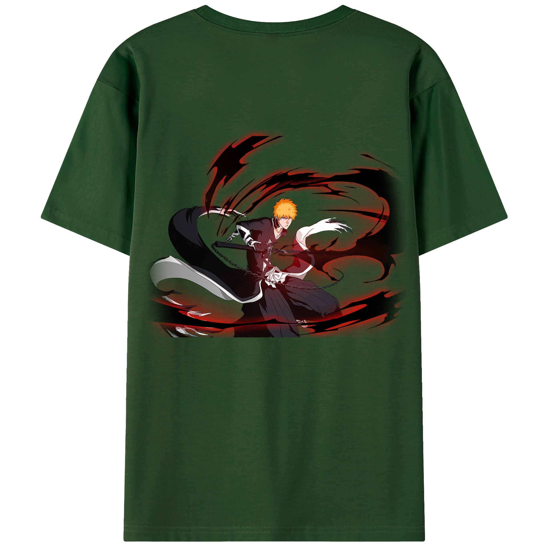 （画像用） ブリーチ 黒崎一護（くろさき いちご）BLEACH Kurosaki Ichigo 綿100％半袖Tシャツ（背面プリント）